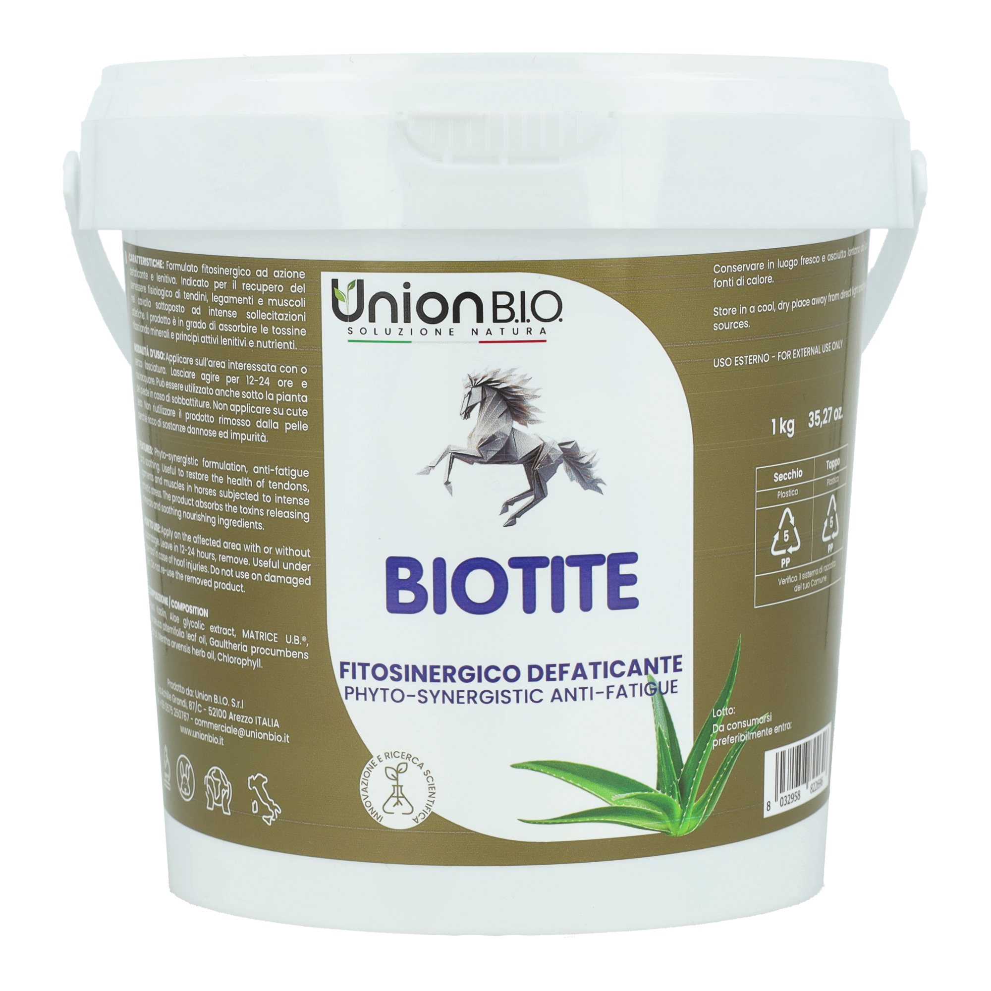 Biotite Union Bio – Trattamento Fitosinergico Antiflogistico e Calmante per Cavalli e Cani | Defatigante Intensivo per Muscoli e Tendini