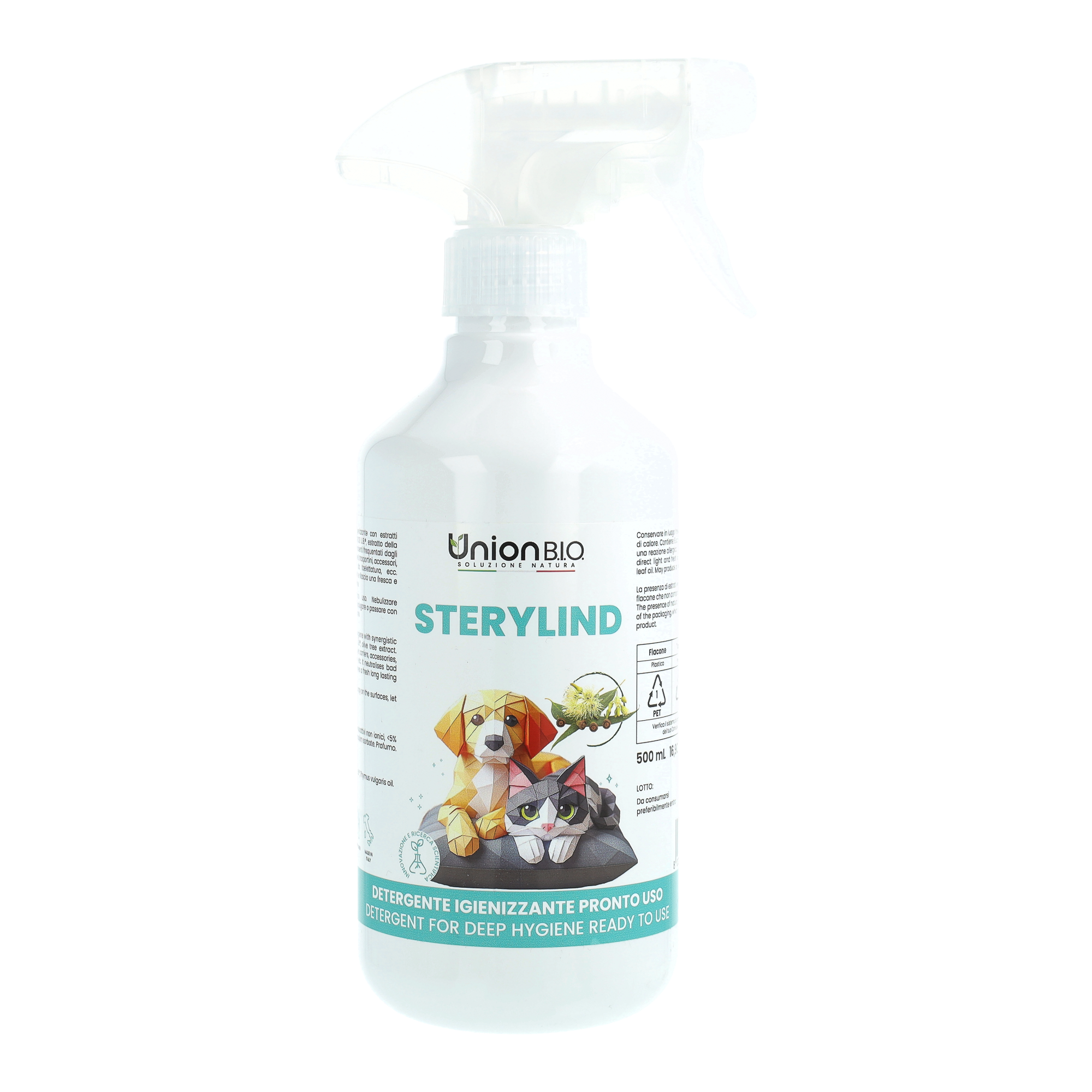 Sterylind Union Bio – Igienizzante Deodorante Naturale per Ambienti e Superfici | Spray Elimina Odori per Cucce, Lettiere e Trasportini