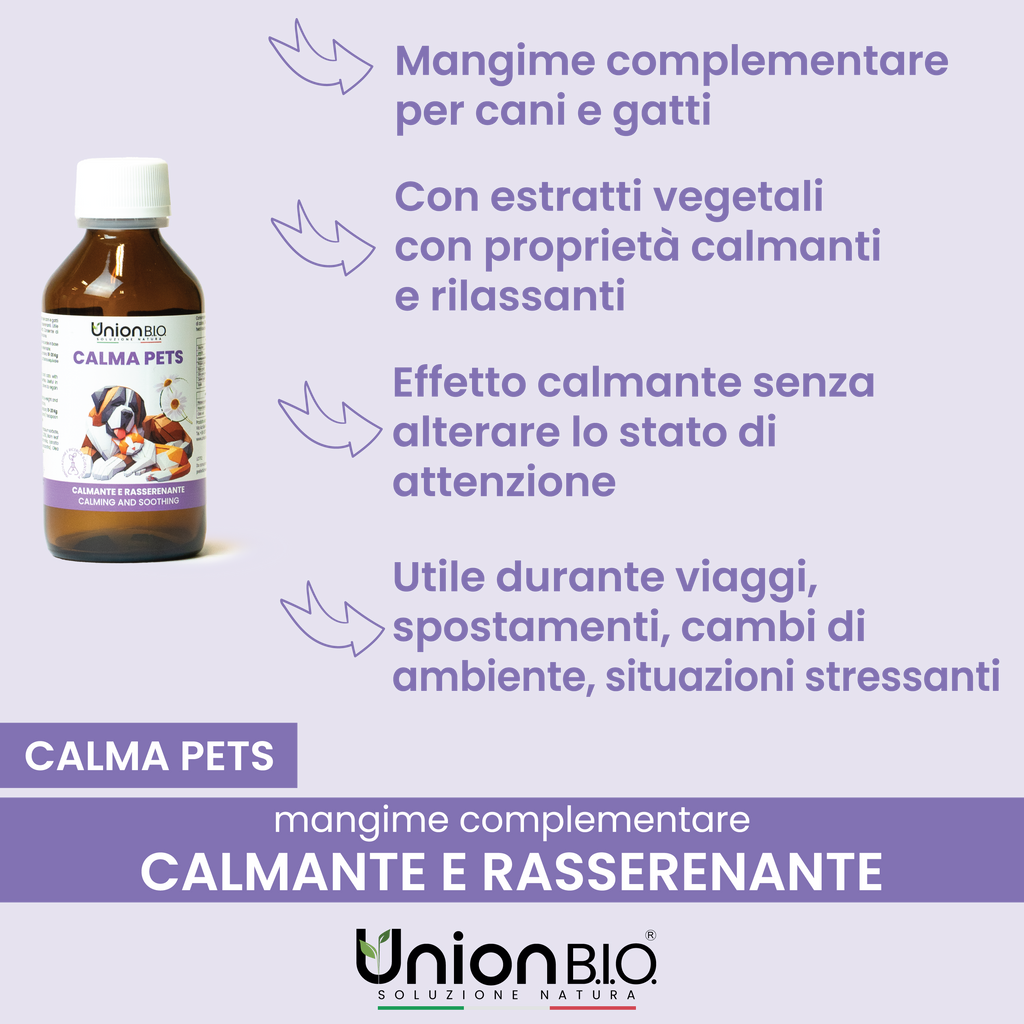 Calma Pets Union Bio – Calmante e Rasserenante Naturale per Cani e Gatti | Soluzione Liquida contro Stress, Paure e Ansia
