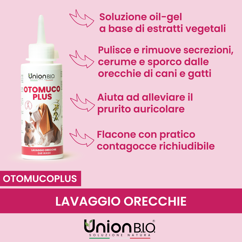 Otomucoplus Union Bio – Soluzione Auricolare Naturale per Cani e Gatti | Pulitore Orecchie Lenitivo e Ceruminolitico