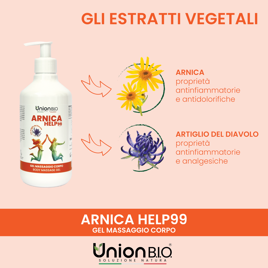 Arnica Help99 Union Bio – Gel Massaggio Corpo Extra Forte al 99% | Formula Urto Naturale per Muscoli e Articolazioni