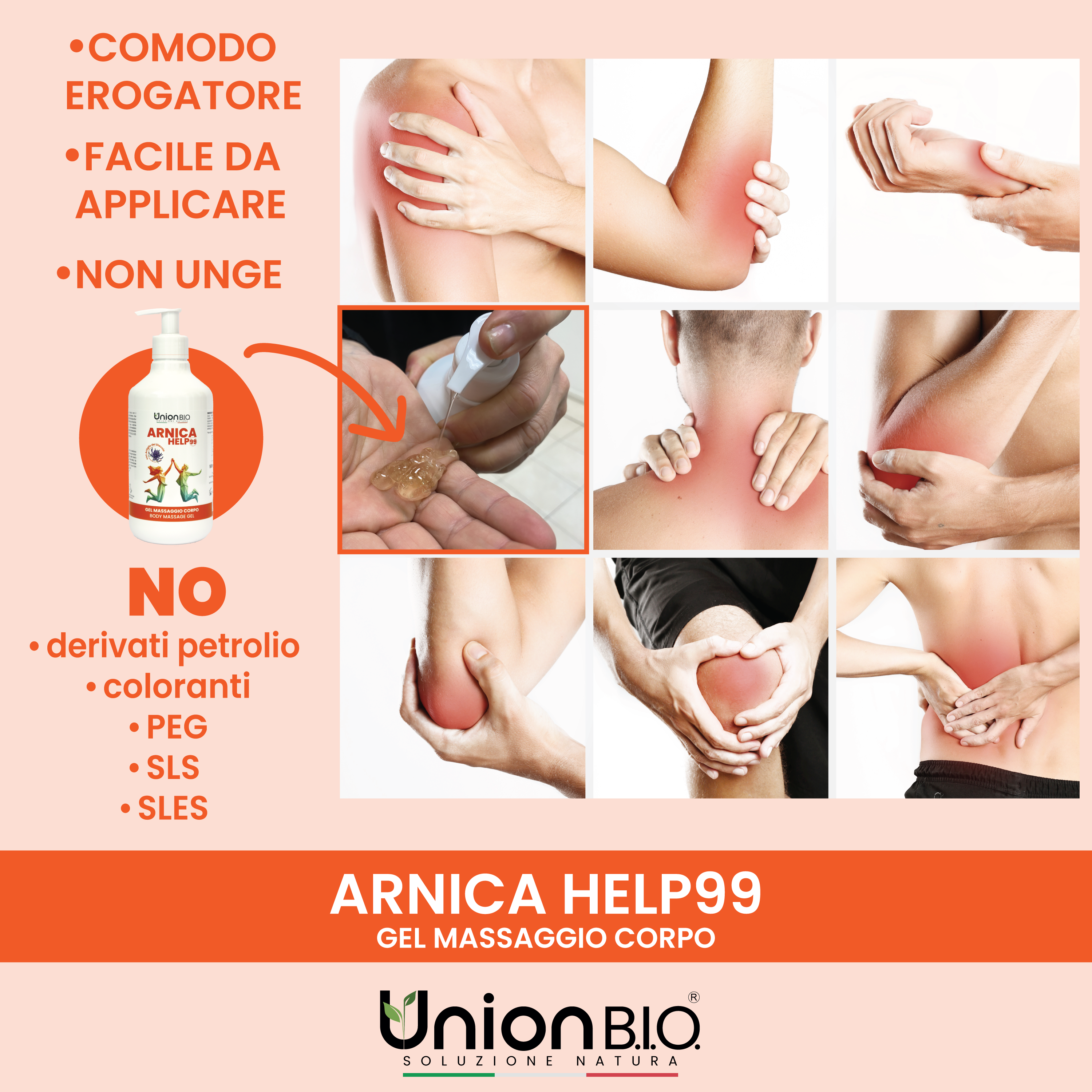 Arnica Help99 Union Bio – Gel Massaggio Corpo Extra Forte al 99% | Formula Urto Naturale per Muscoli e Articolazioni