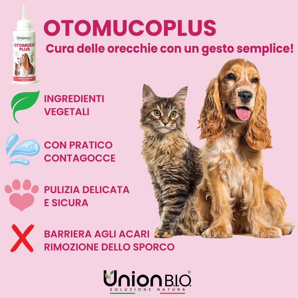 Otomucoplus Union Bio – Soluzione Auricolare Naturale per Cani e Gatti | Pulitore Orecchie Lenitivo e Ceruminolitico